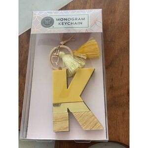 Yellow Letter K Keychain Keyring Charm with Tassel New